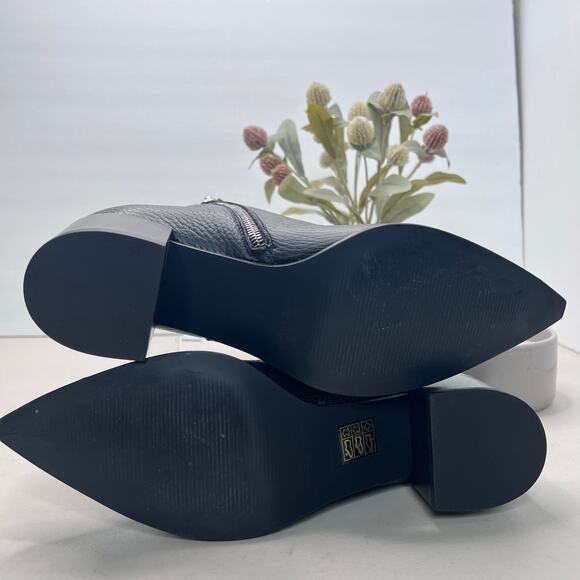 Everlane The Boss Boot Pebbled Leather Black Chunky Heel Pointed Toe Women 8 - Picture 9 of 10